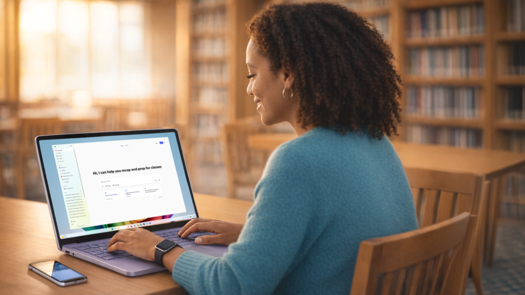 A college student using Copilot for free grammar and spell check on classwork 