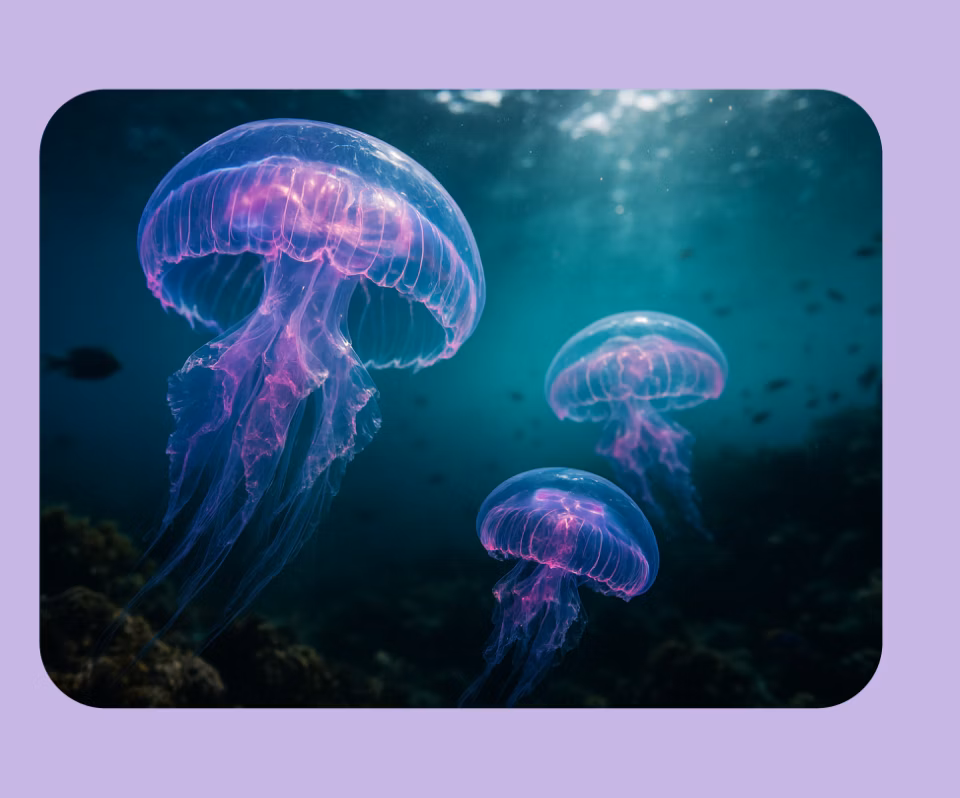 Pacific Ocean jellyfish in the photo styling of wildlife photography
