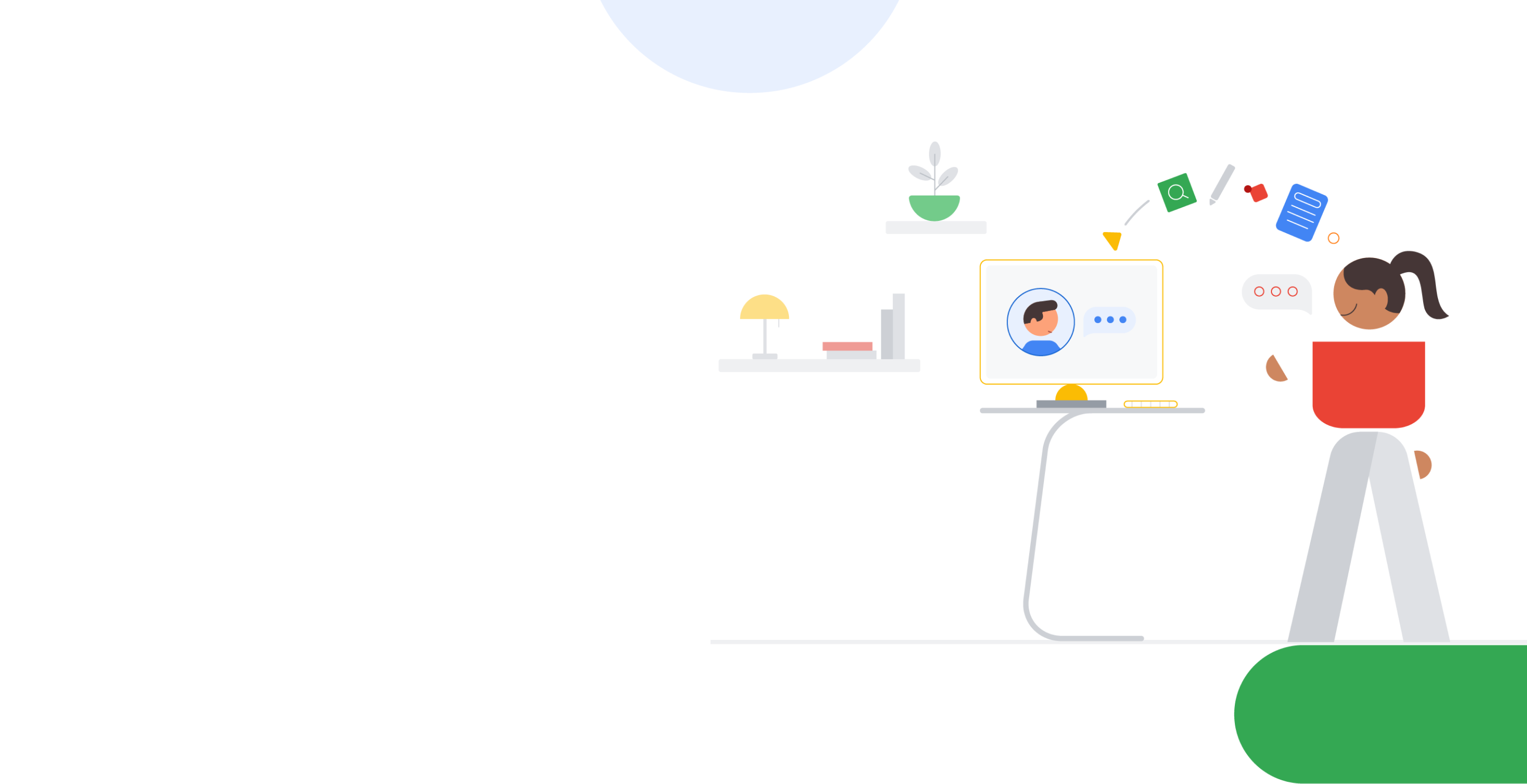 Graphic illustration of a GOC hiring manager interviewing with a candidate.