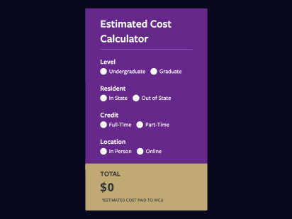 screenshot of custom tuition calculator