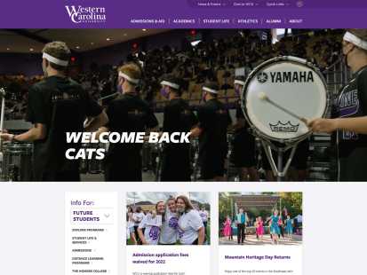 Screenshot of wcu home page