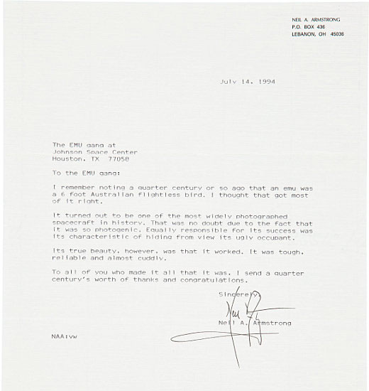 Thank you letter from Neil Armstrong