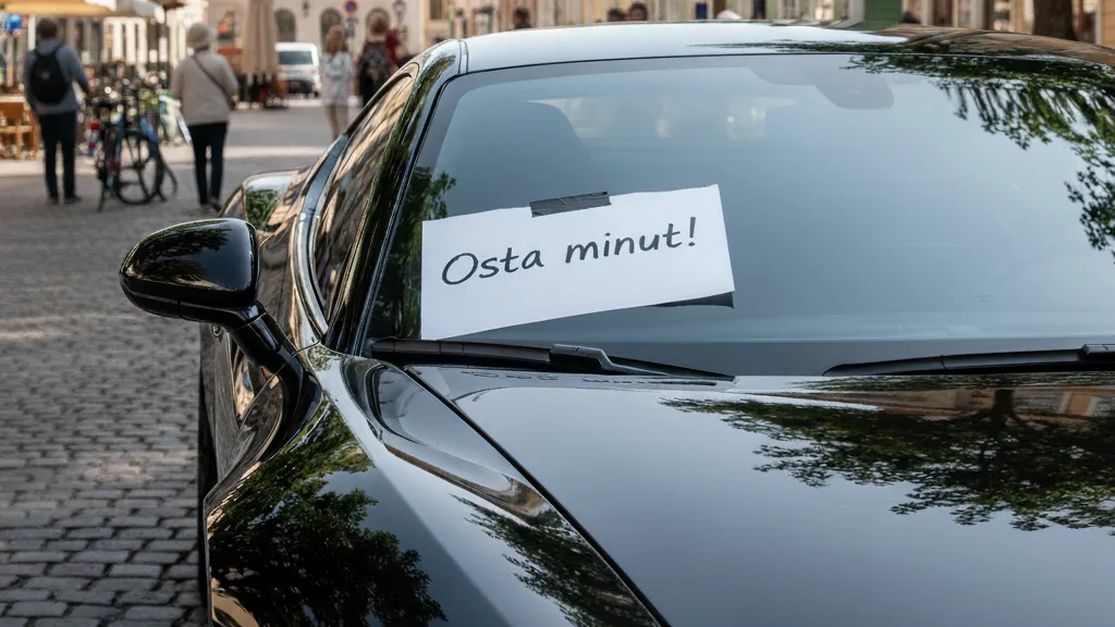 Myynnissä oleva auto torin laidalla