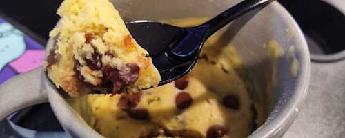 A spoonful of mug cookie.