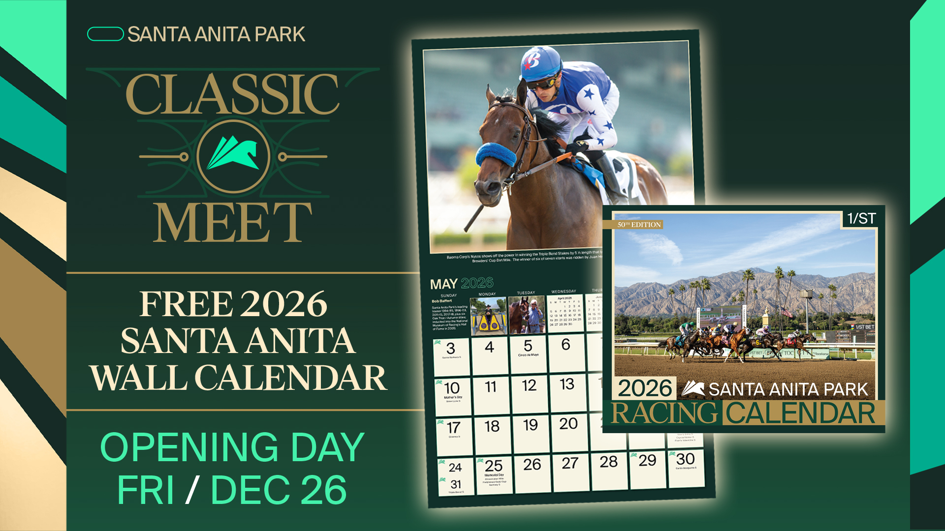 Santa Anita Park S 2026 Wall Calendar Features A Historic Look At Many CM26 Opening Day Calendar 1920x1080 