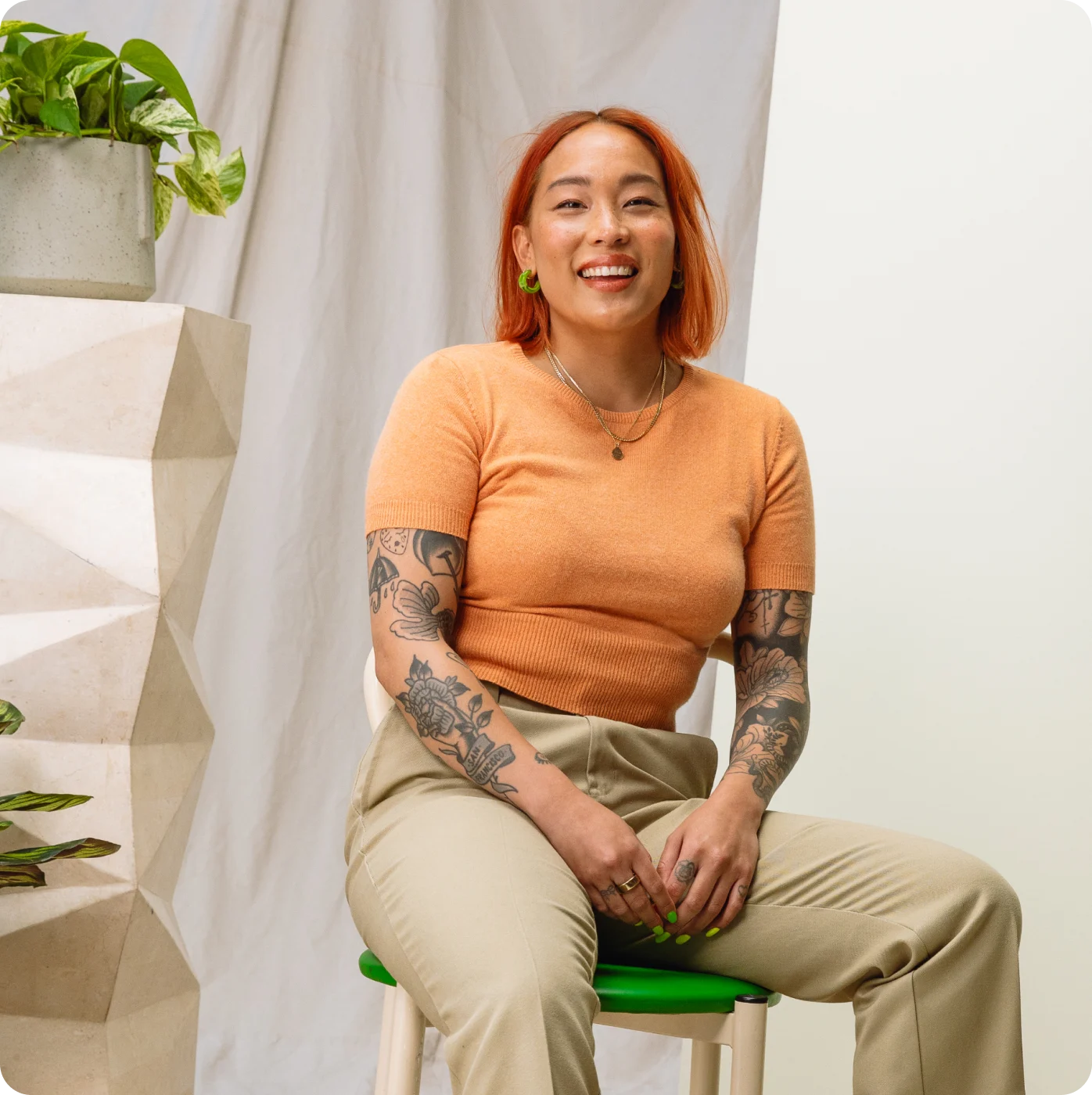 Woman in chair smiling