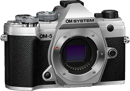Silver OM System OM-5 mirrorless camera body