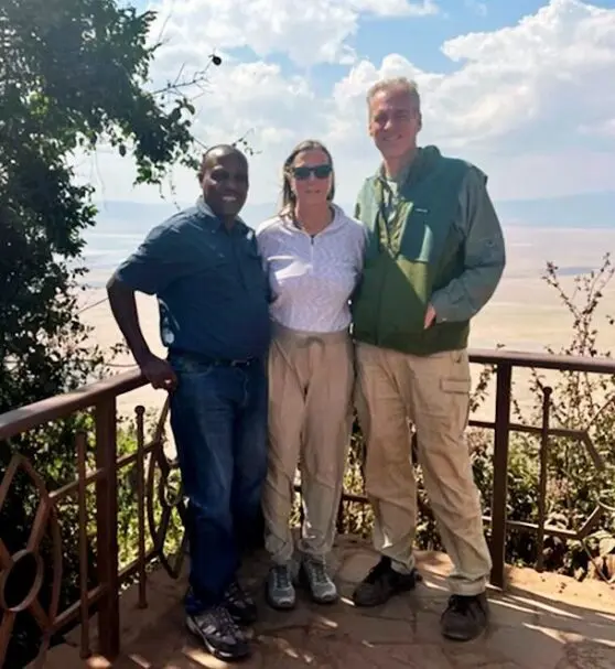 mark with thomson guide harrison at ngorongoro crater viewpoint