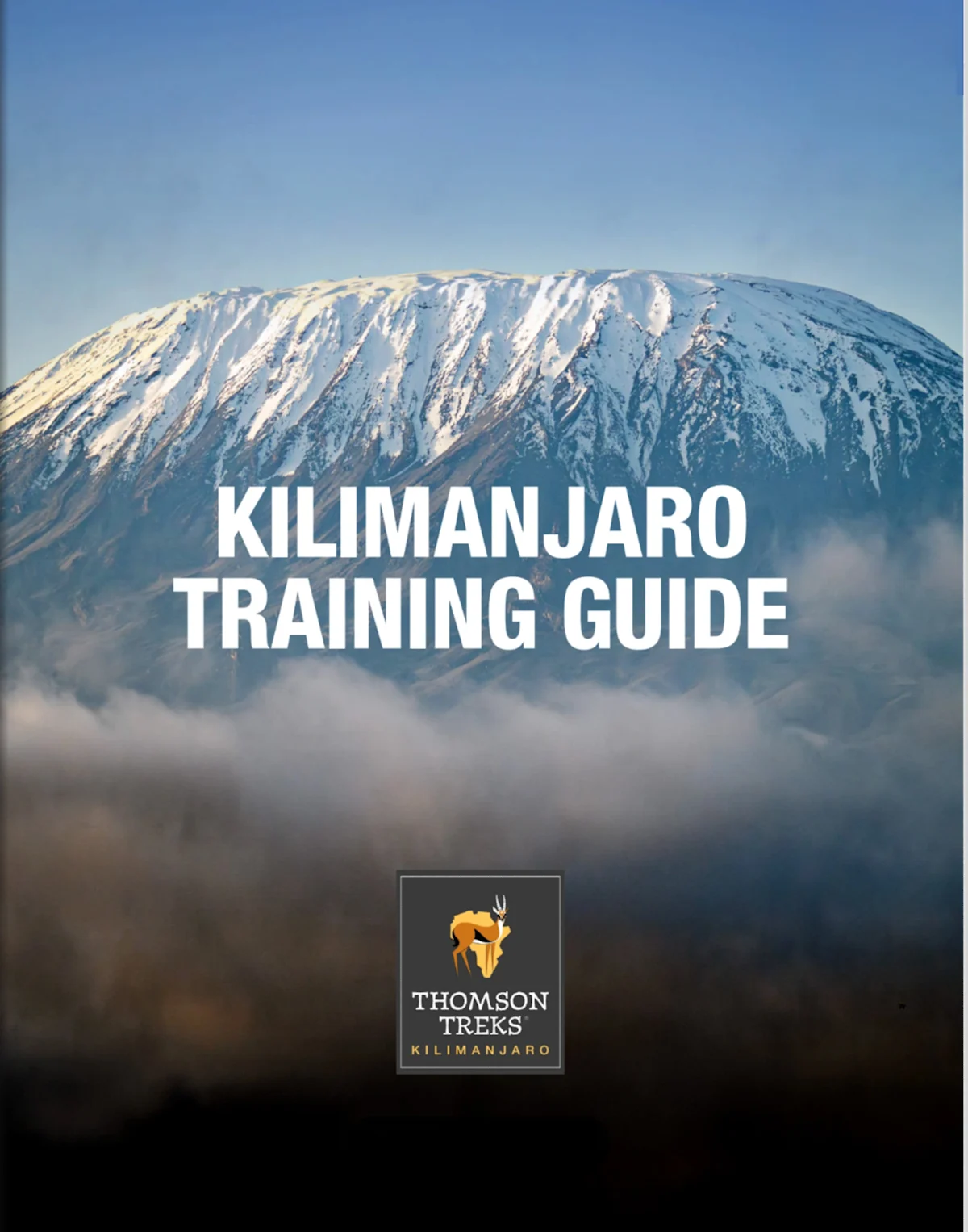 Cover of the Thomson Treks Kilimanjaro Training Guide showing the snow-capped summit