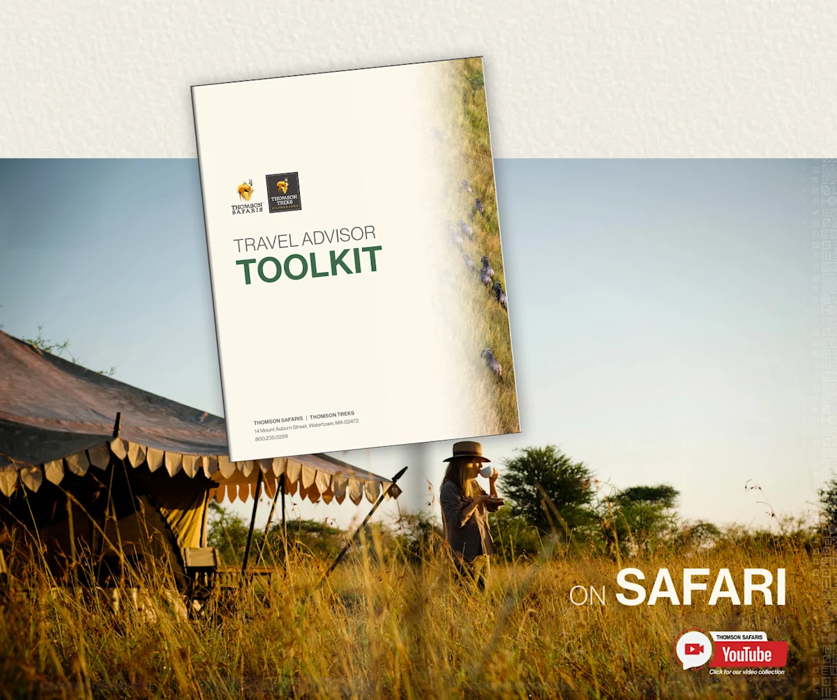 Travel Advisor Toolkit cover over a safari tent scene