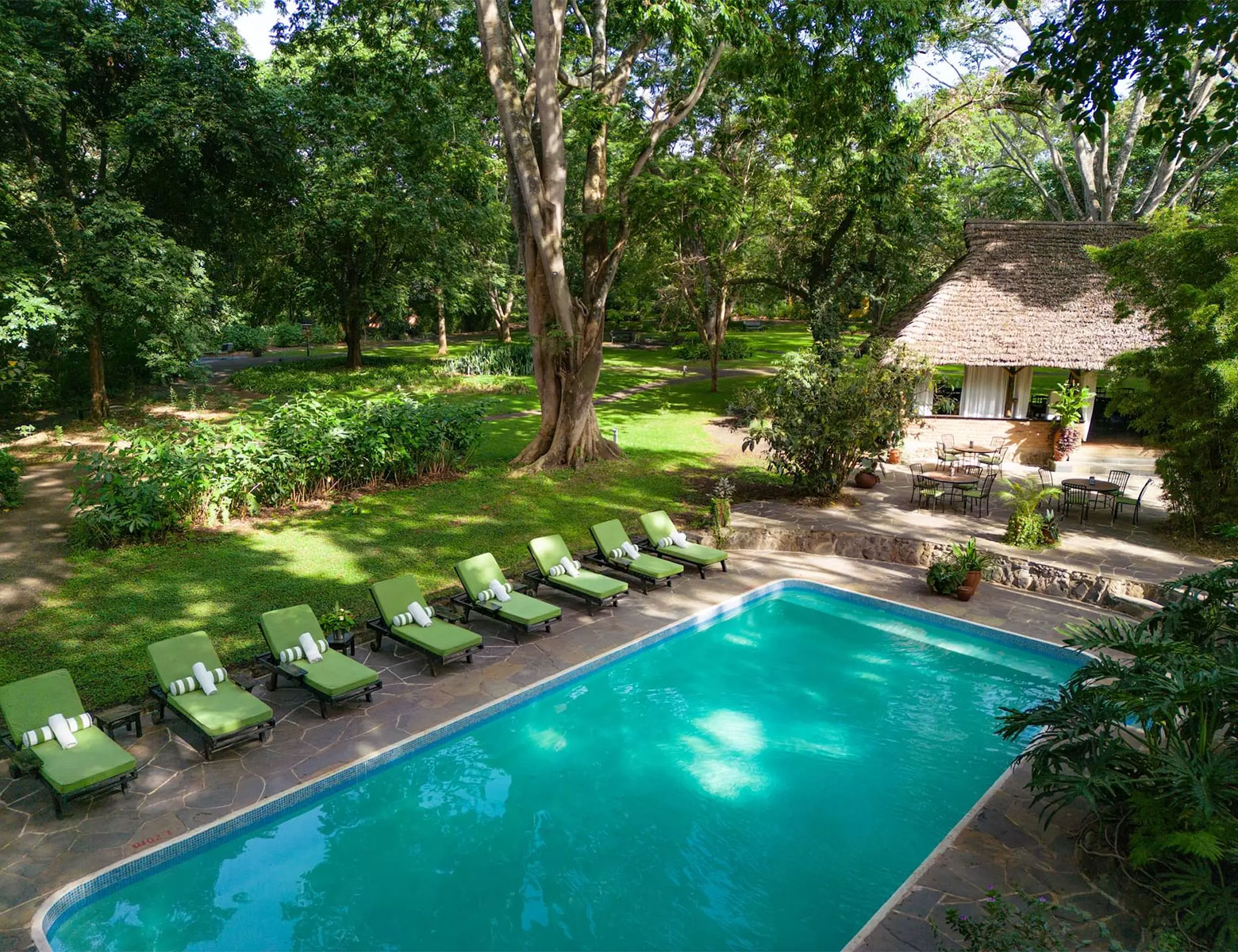 The garden pool at Rivertrees Country Inn.