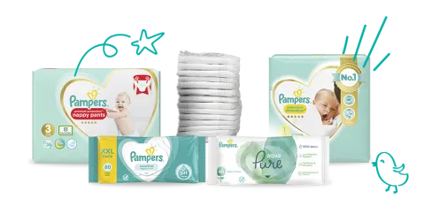 Pampers Småbarnsbleier og Våtservietter 