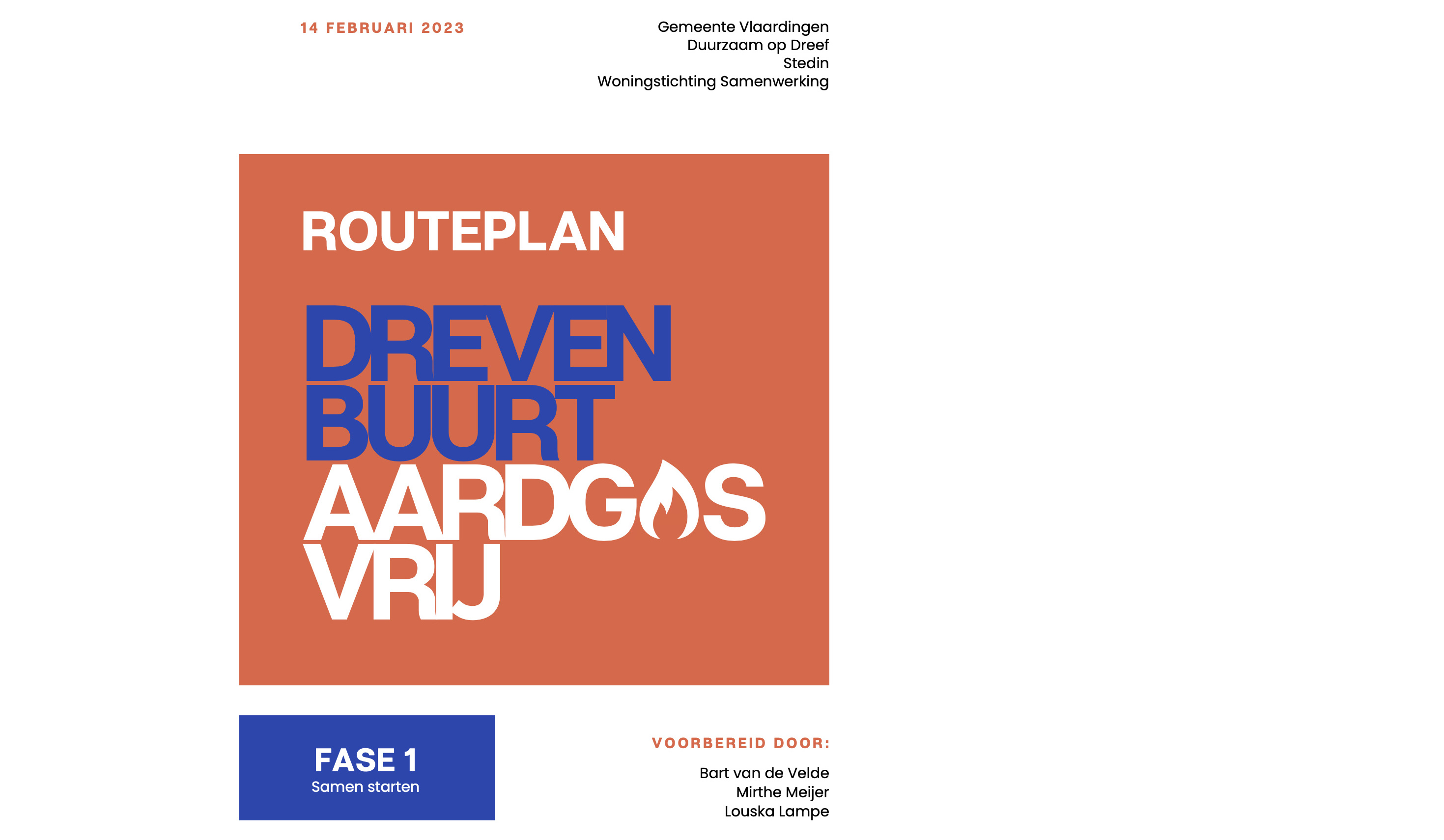 Routeplan Drevenbuurt aardgasvrij