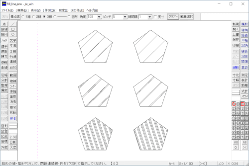 Jw Cad で図形を斜線で塗りつぶしする方法 Dare ブログ