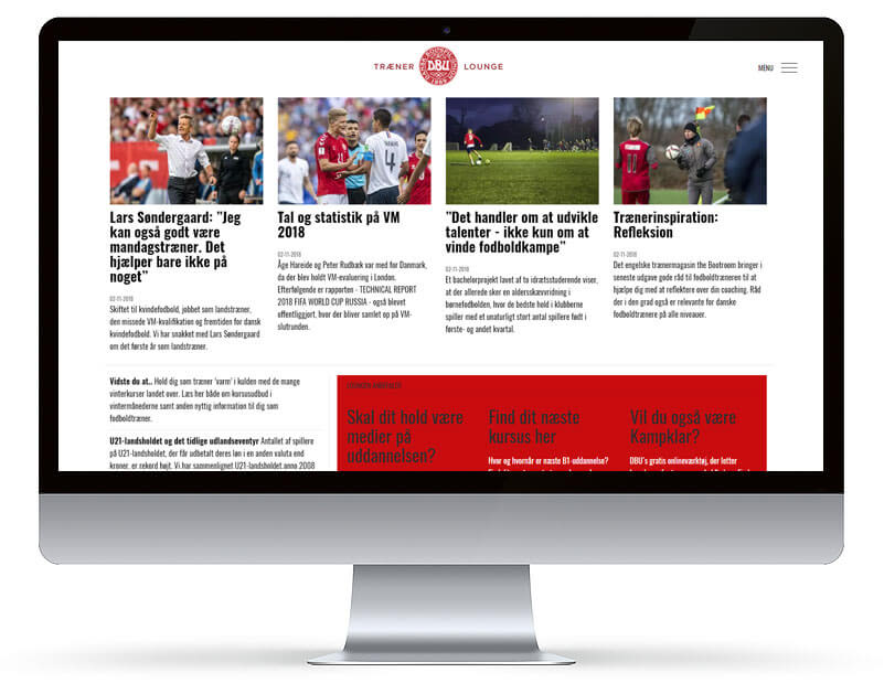 Screenshot fra Redesign af DBU.dk projekt