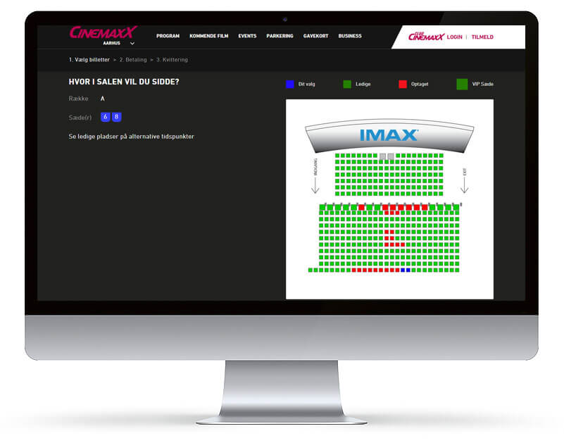 Screenshot fra CinemaxX Website & Online booking projekt