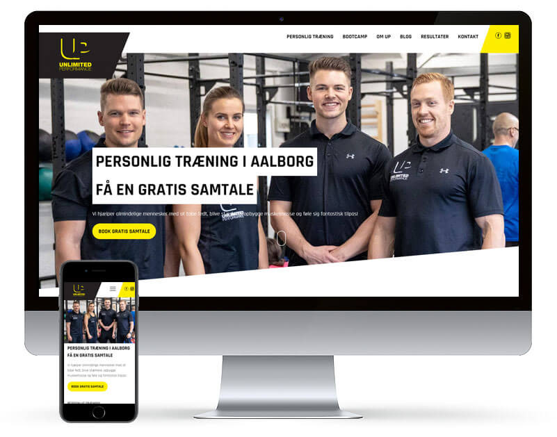 Screenshot fra Ny hjemmeside til Unlmited Performance projekt