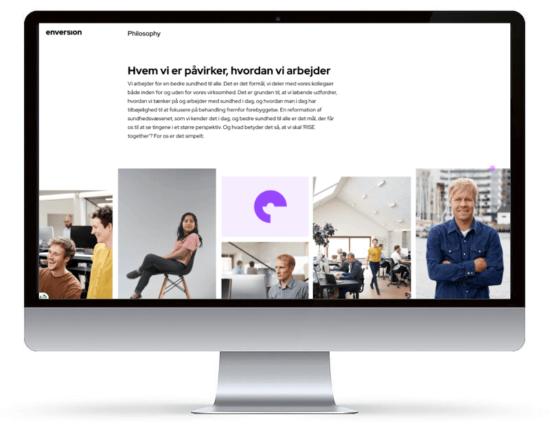 Screenshot fra Brand website til Enversion projekt