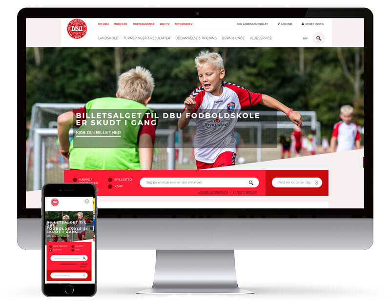 Screenshot fra Redesign af DBU.dk projekt