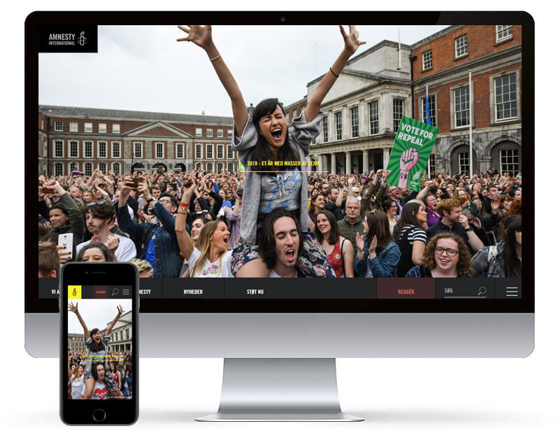 Screenshot fra Responsiv hjemmeside til Amnesty projekt