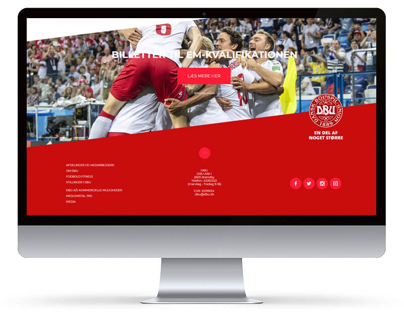 Screenshot fra Redesign af DBU.dk projekt