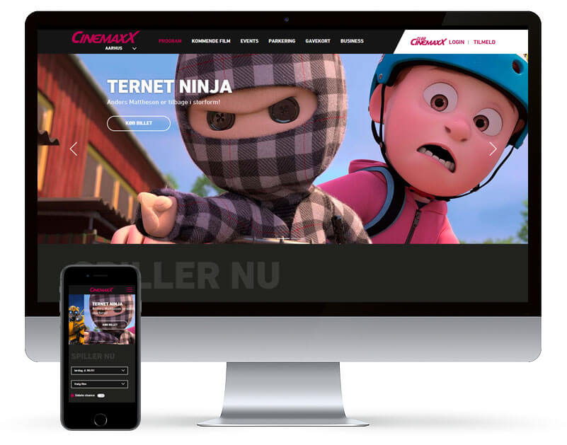 Screenshot fra CinemaxX Website & Online booking projekt