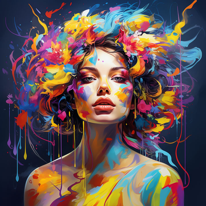 Bright colors woman colorful hair