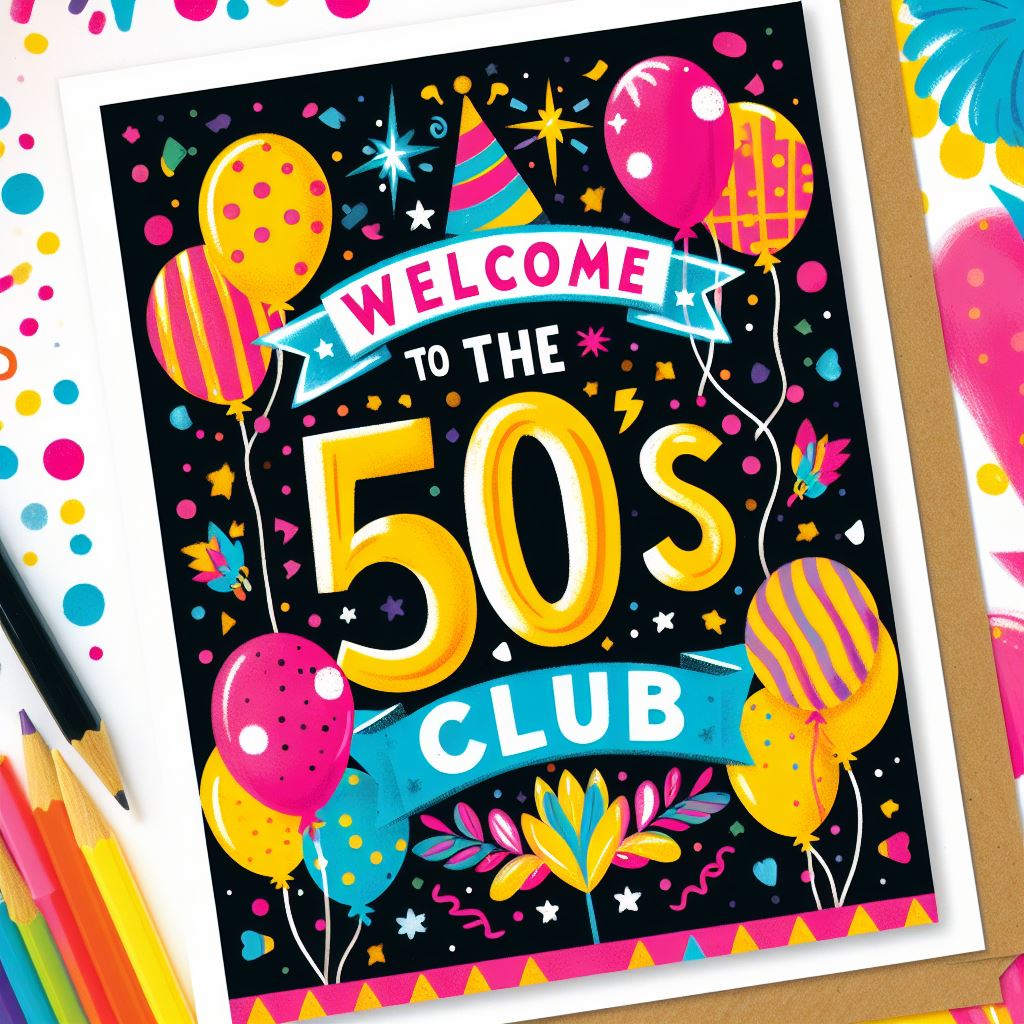A fun and vibrant 50th birthday card
