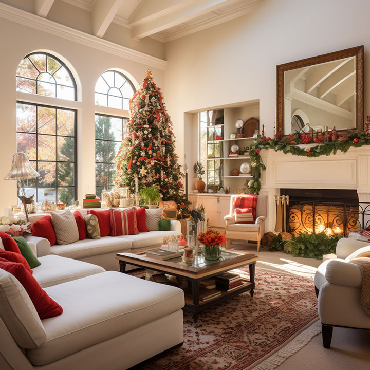 Home decorated for Christmas