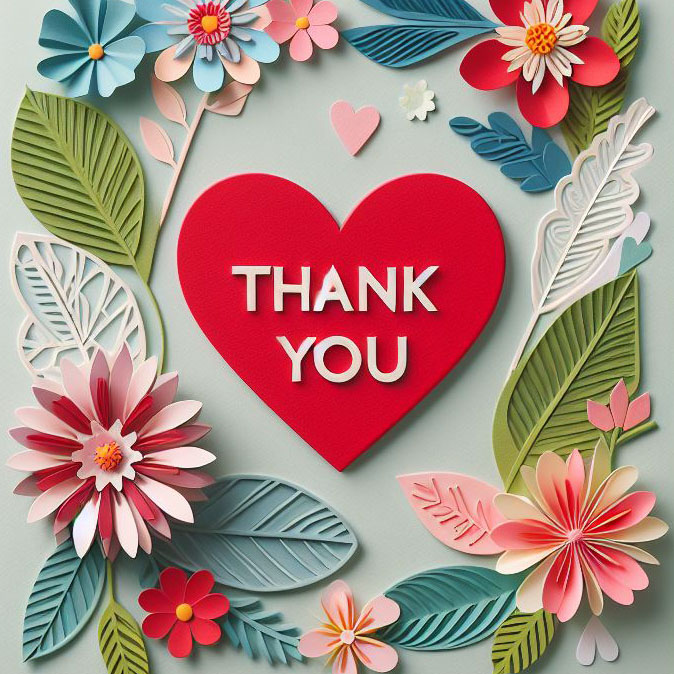 Card saying thank you