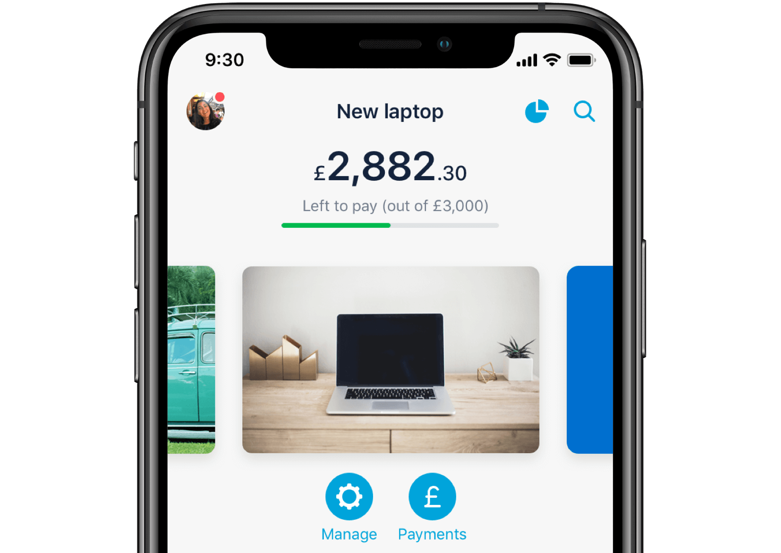 Image of an iPhone showing a loan in the Monzo app.