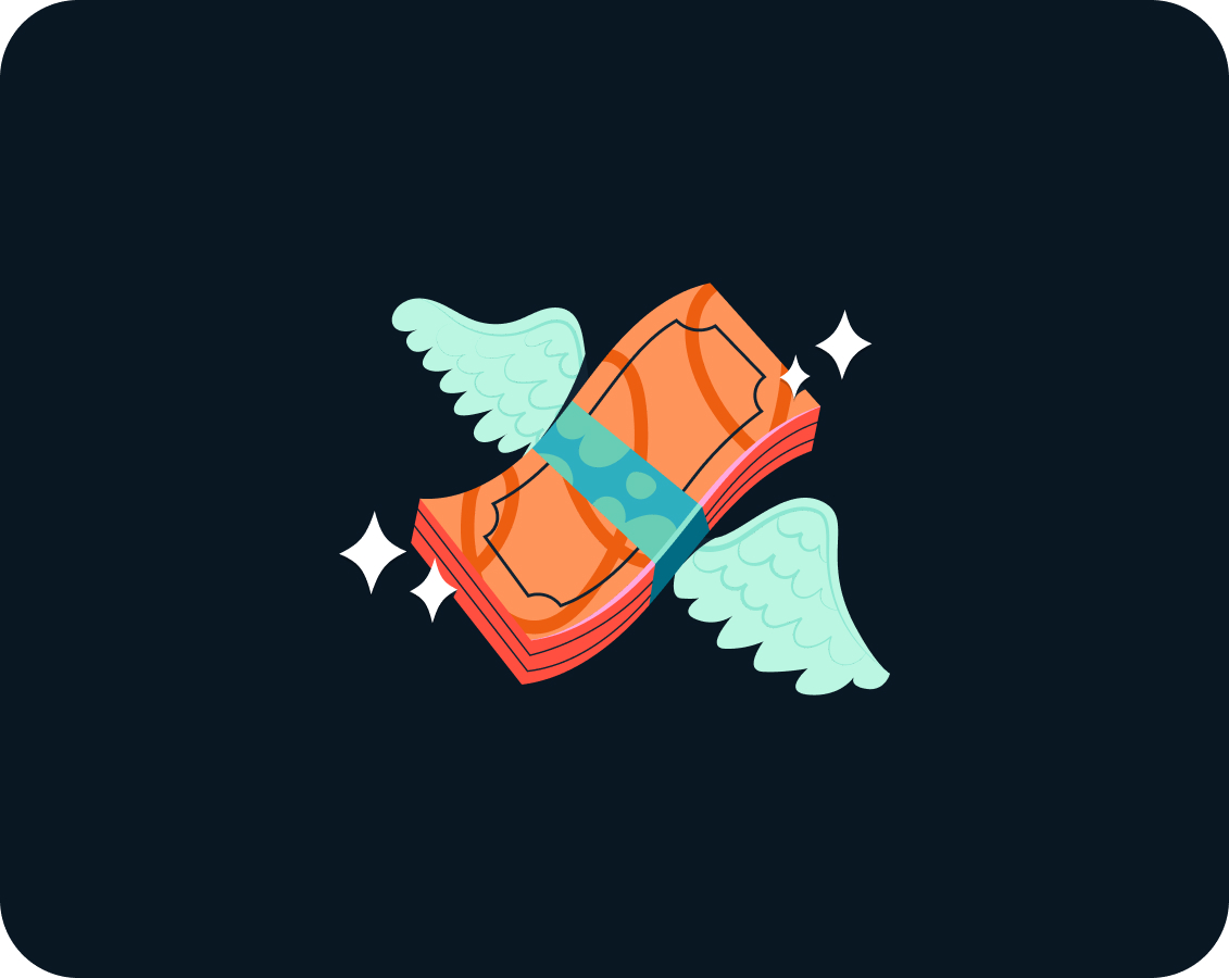 Illustration of some money with wings