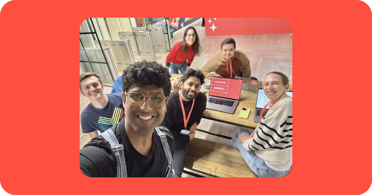 Part of the team celebrating hitting one million challenges created!