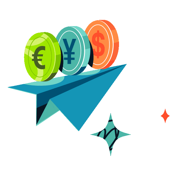 Paper plane with currencies 