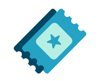 An icon of a ticket with a star on
