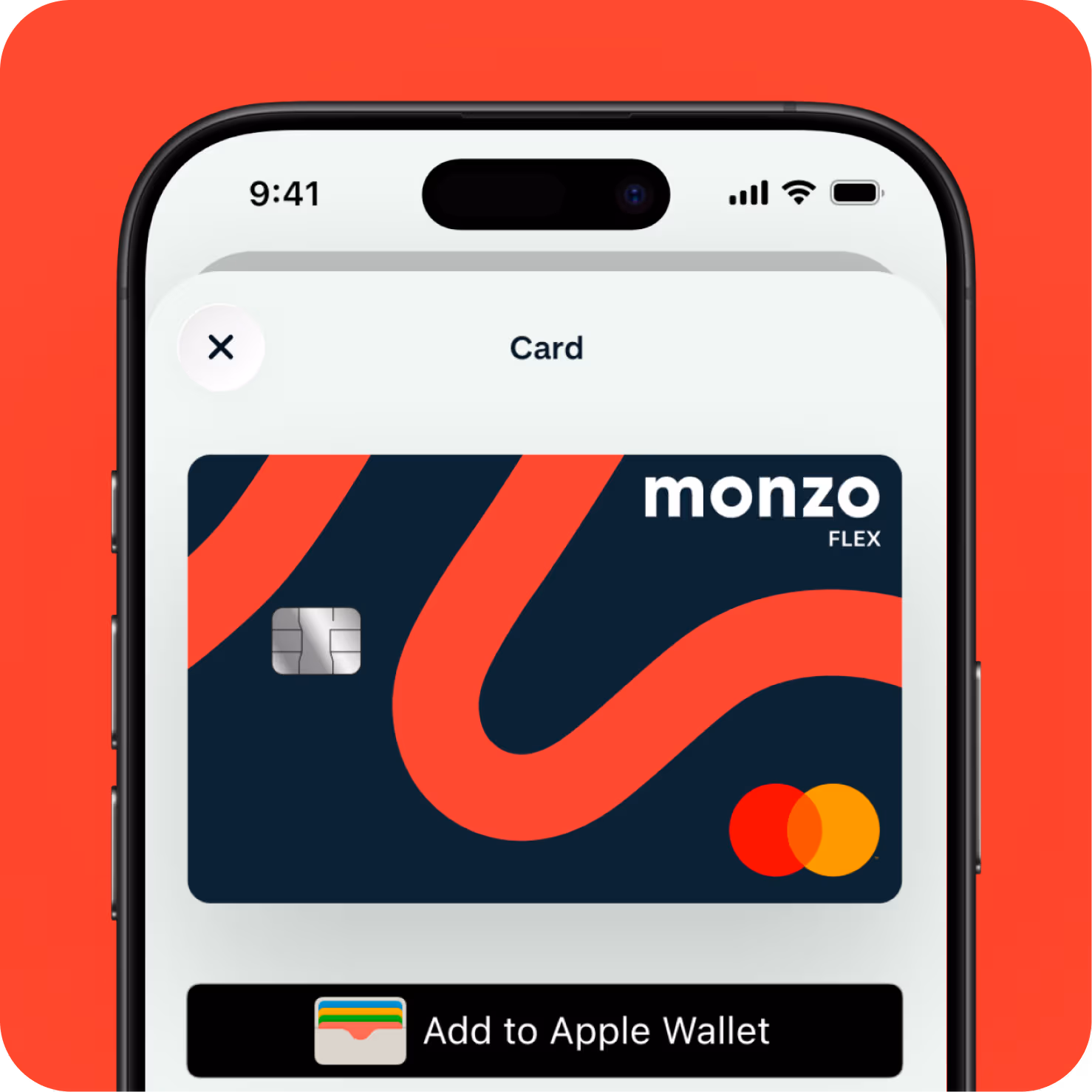 A phone screen showing the Flex Credit Card being added to Apple Wallet