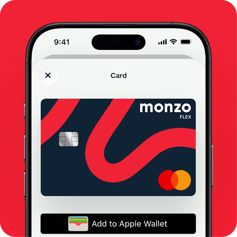 A phone screen showing the Flex Credit Card being added to Apple Wallet