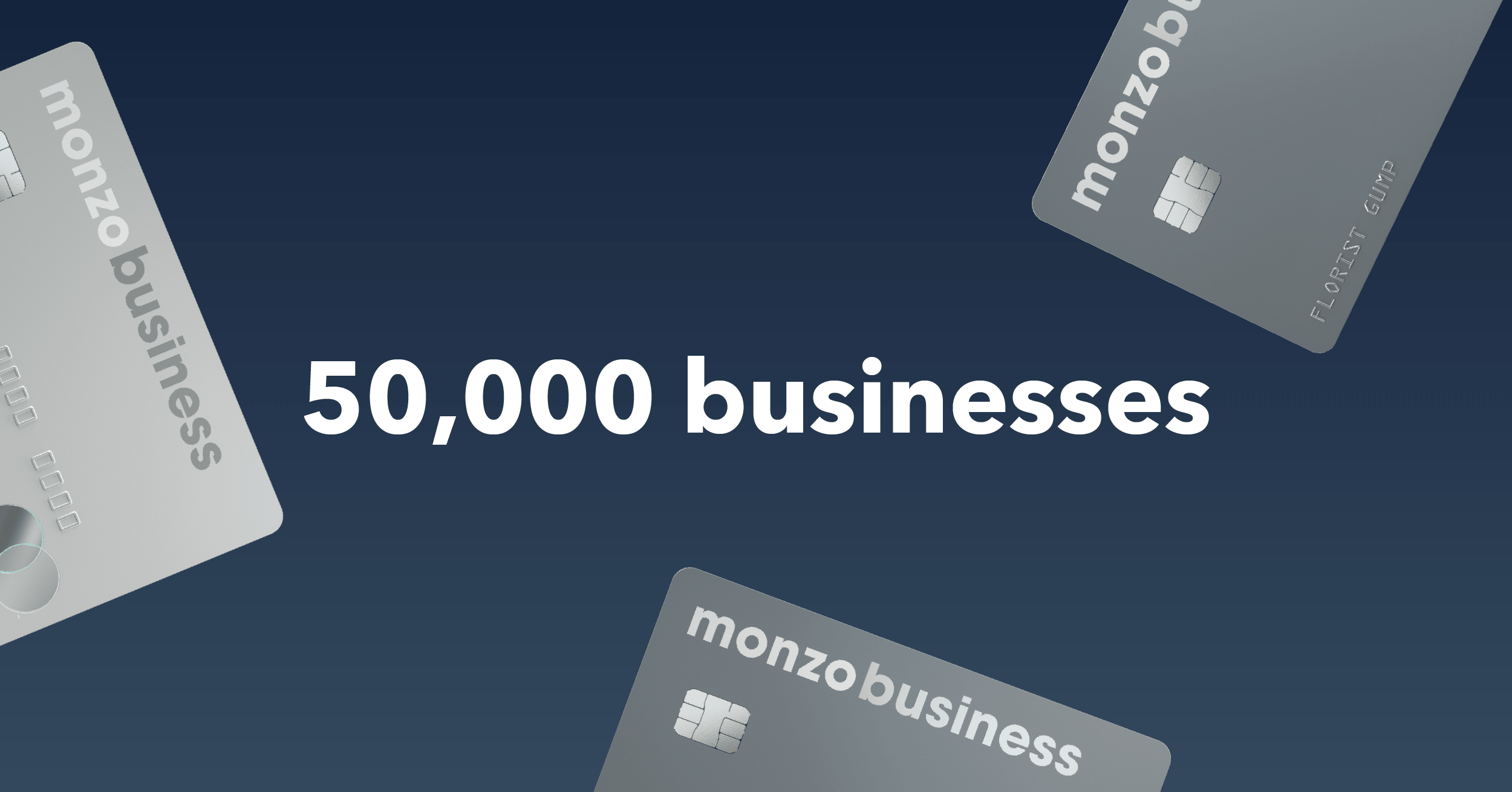 Asset for the 50k Monzo Business customer announcement.