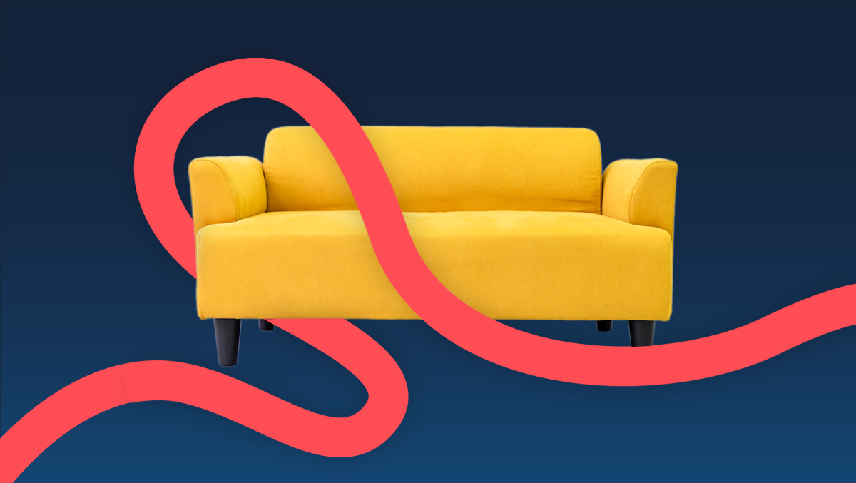 The Monzo Flex ribbon over a sofa