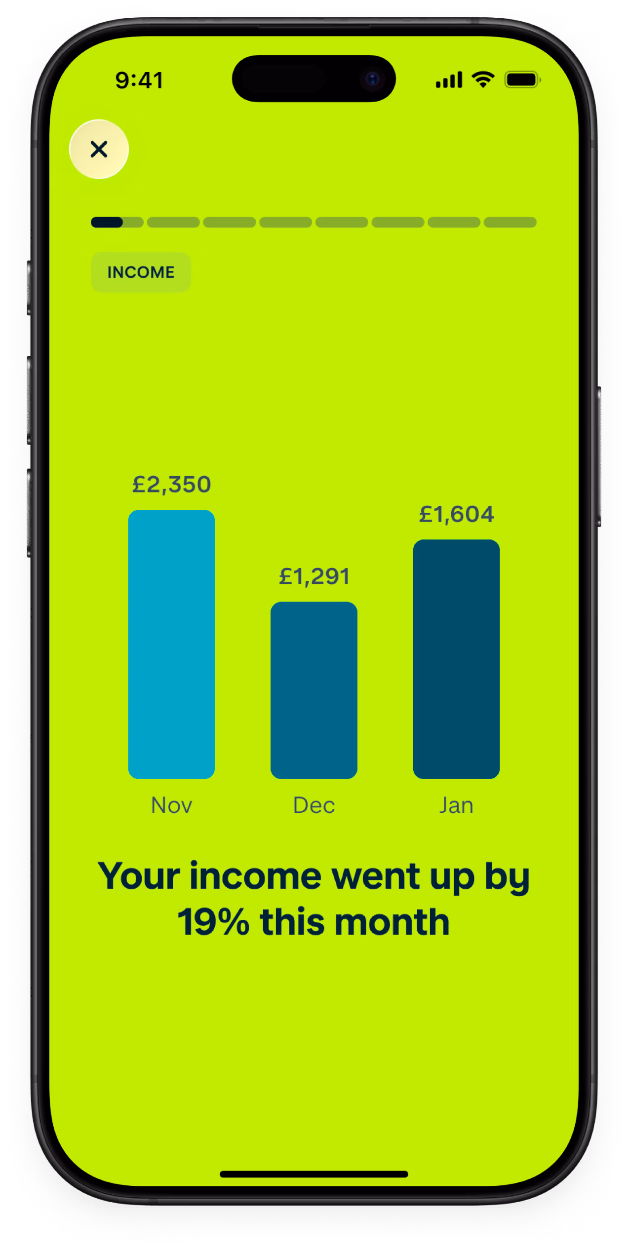 A phone screen showing how to log monthly cashflow reports in the Monzo app
