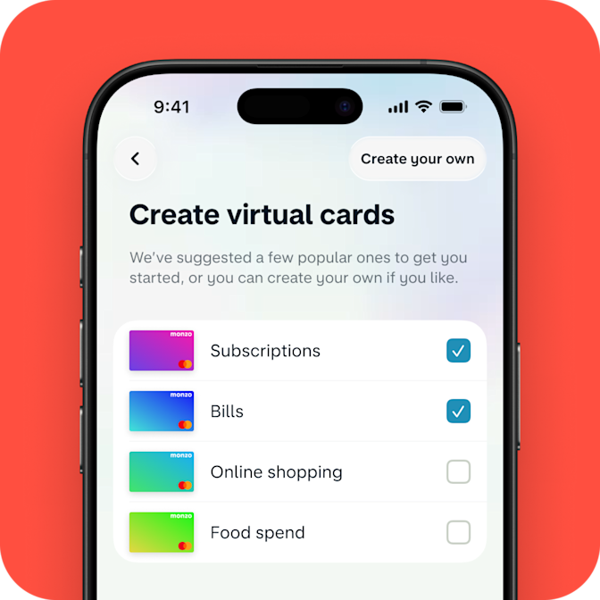 UI of a virtual card colour picker – with the neon yellow colour selected 