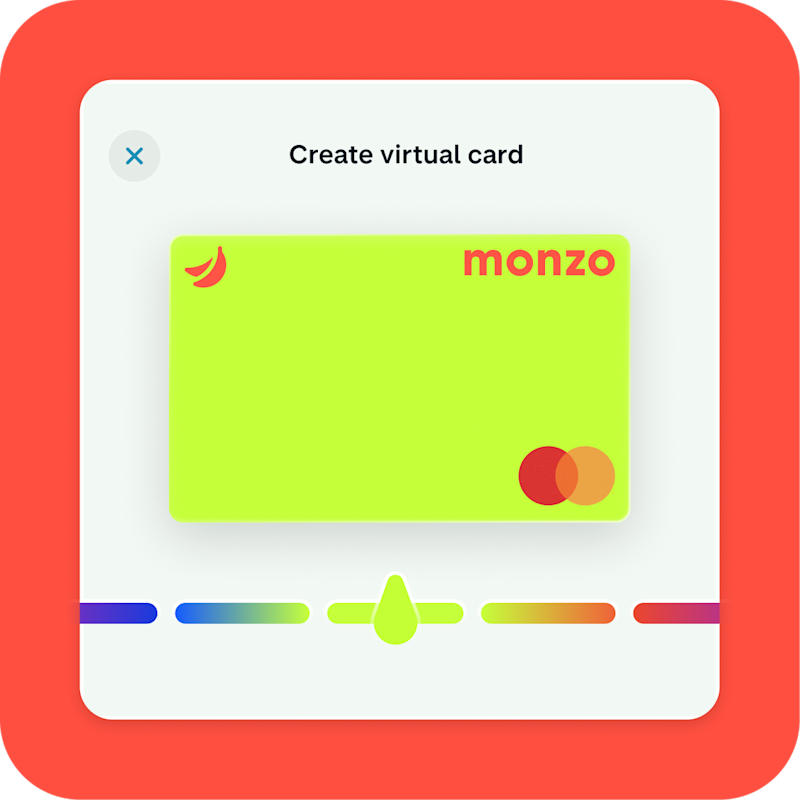 UI of a virtual card colour picker – with the neon yellow colour selected 