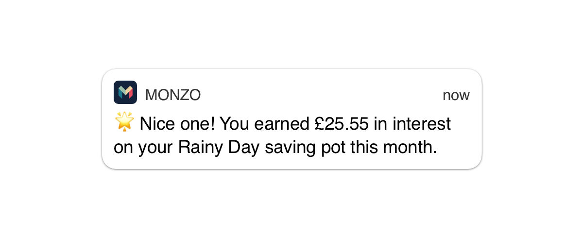 Savings Pot notification