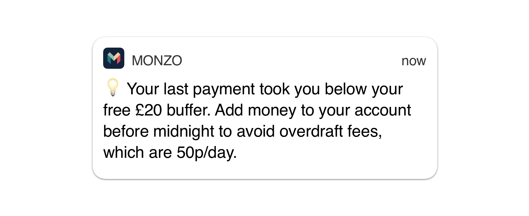 Overdrafts notification