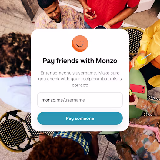 Image highlighting the monzo.me link that can be shared with friends to request a payment