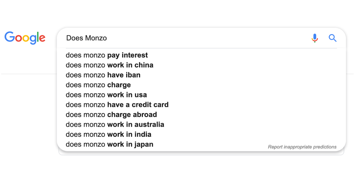 Does Monzo google search