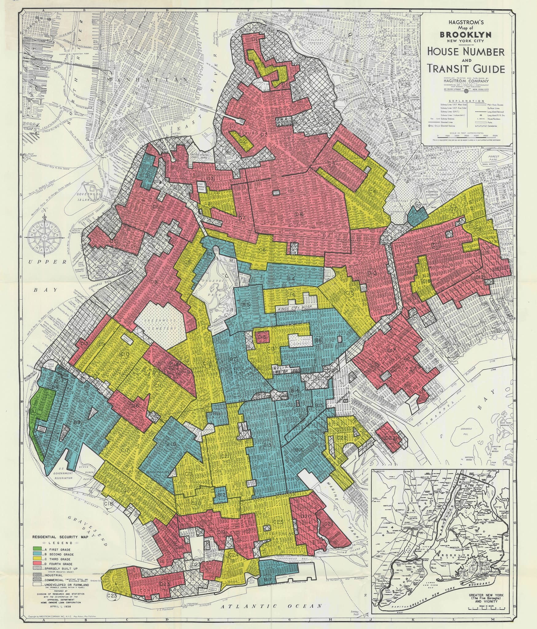 An example of a redlined map in the USA