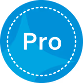 A badge with the word 'Pro' in the middle