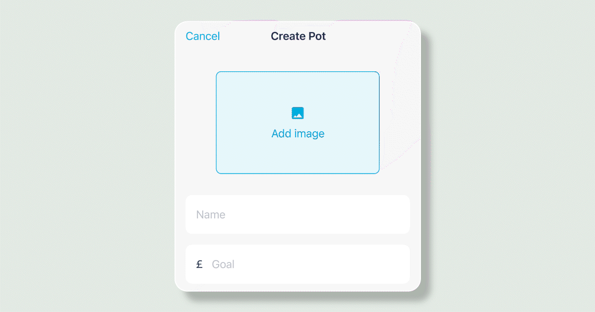 GIF showing how to personalise a Pot – adding a name "Bills" and a custom image