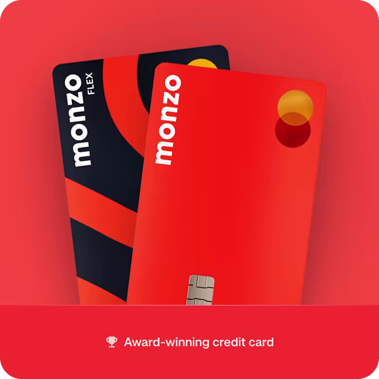 Two monzo cards are fanned out
